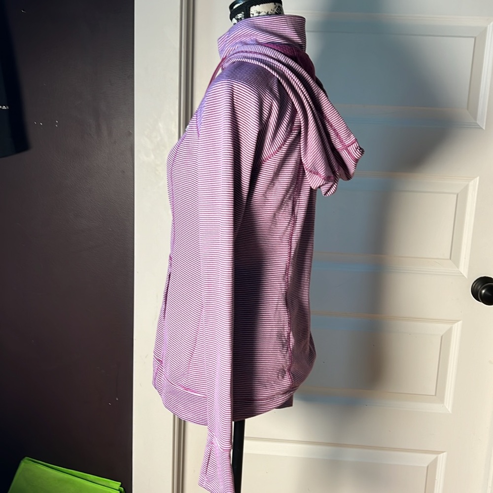 Tangerine Hoodie Purple Stripe 1/2 Zip Women’s Pullover Pocket Medium - Picture 5 of 8